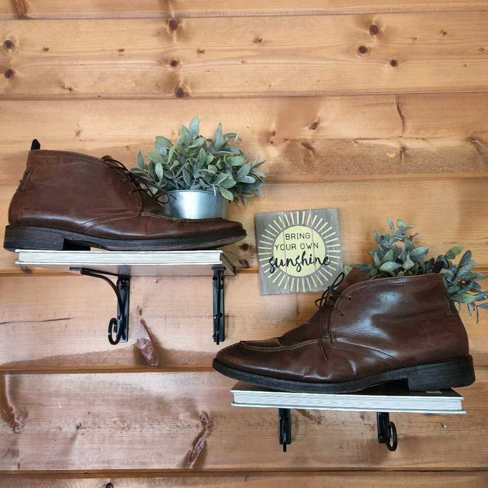Johnston Murphy‎ 💙 20-6580 Sheepskin Leather Brown Ankle Chukka Boots Split 12M